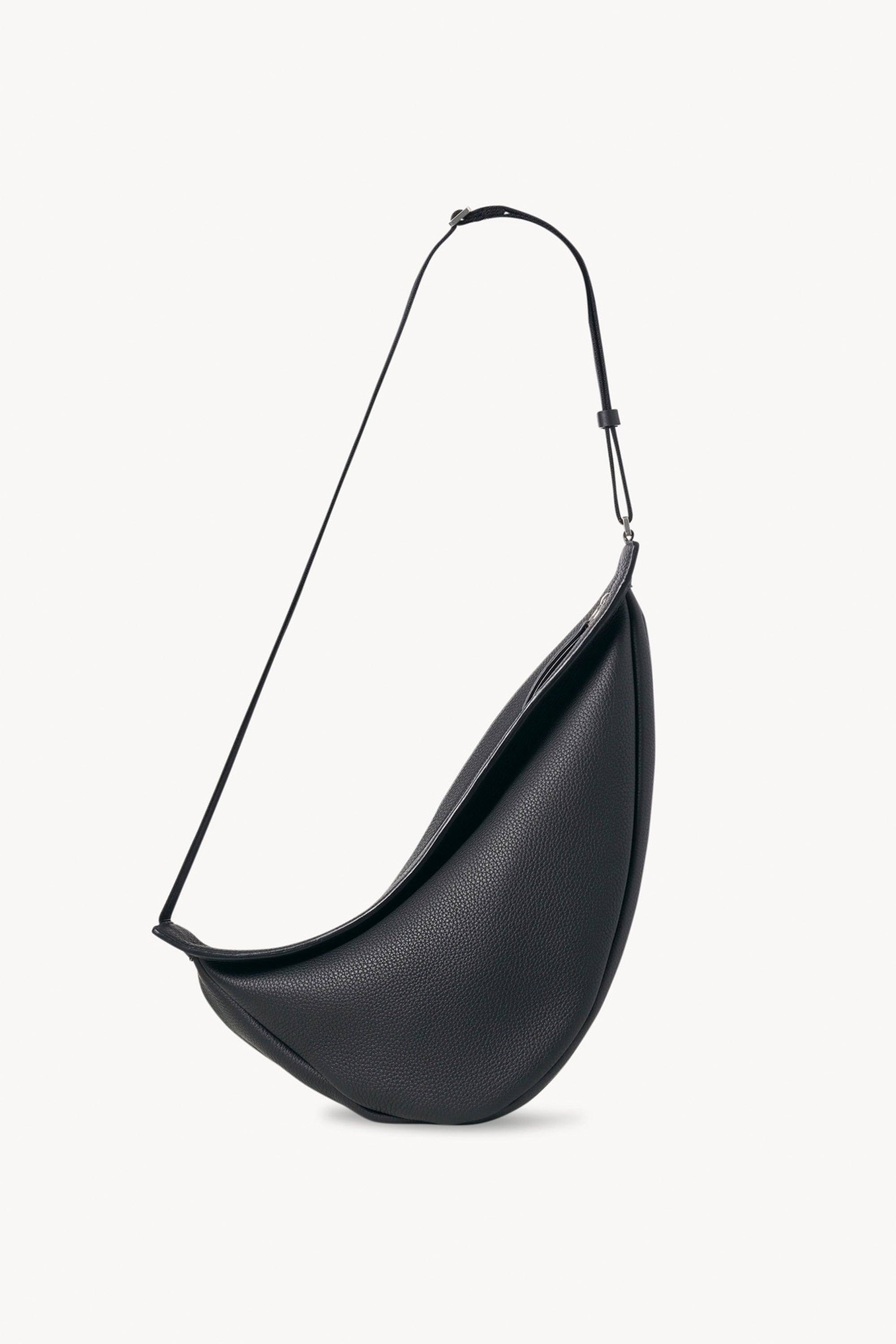 Slouchy Banana Large Leather Crossbody Bag in Black - The Row