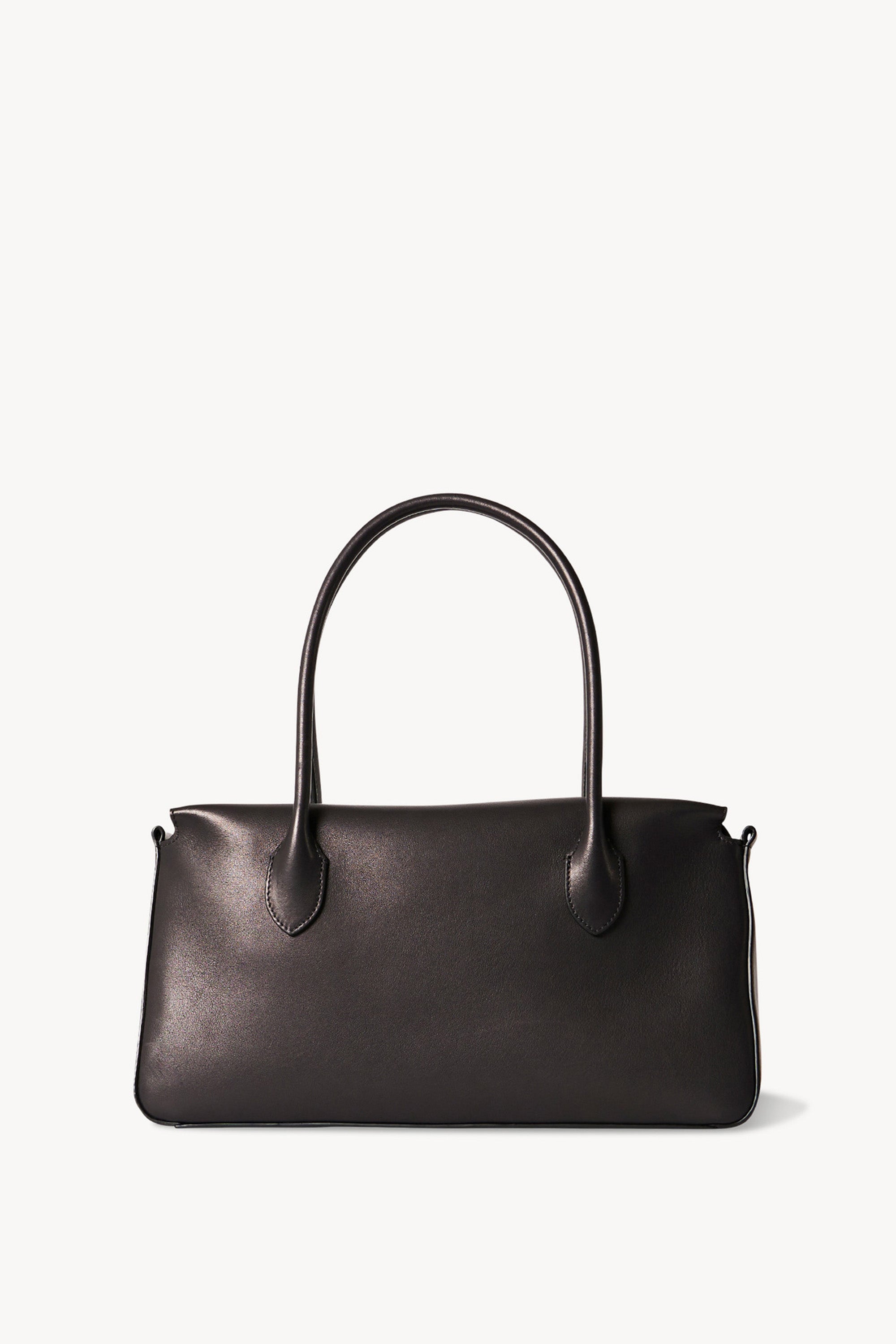 L black leather shopper bag