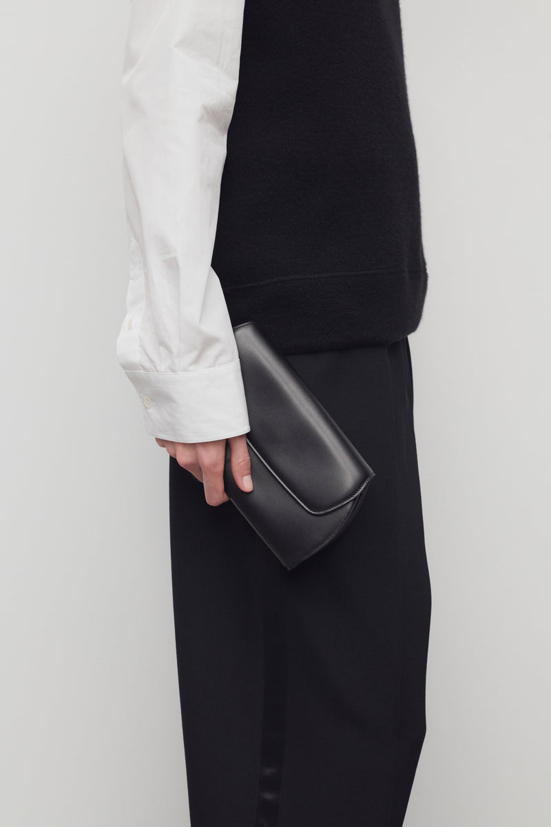 Curved Clutch in Leather