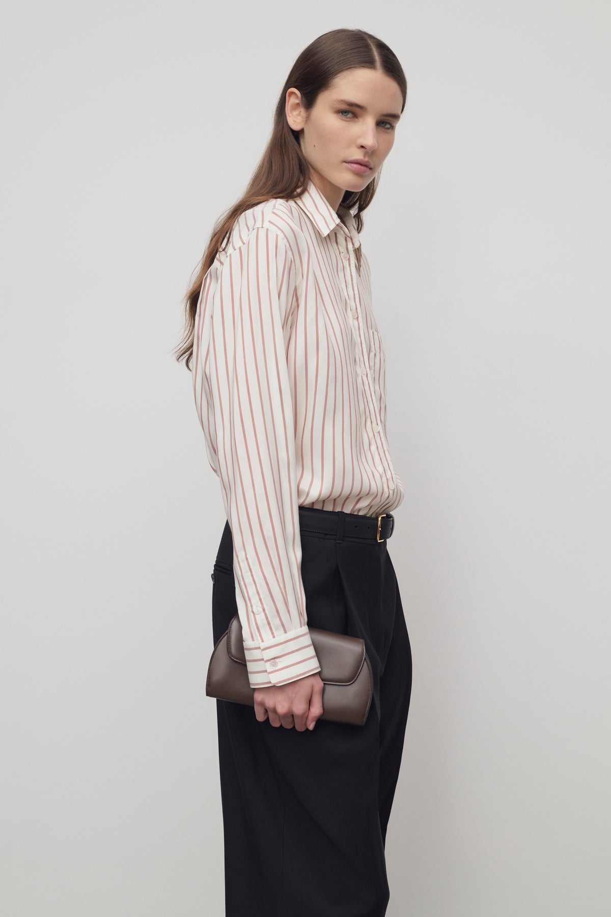 Curved Clutch in Leather