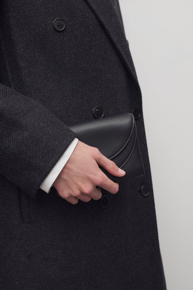 Double Flap Clutch in Leather