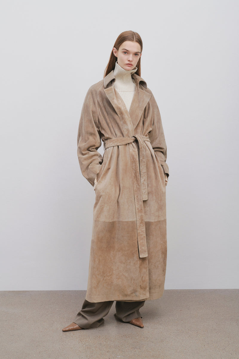 Poseidone Coat in Sueded Leather