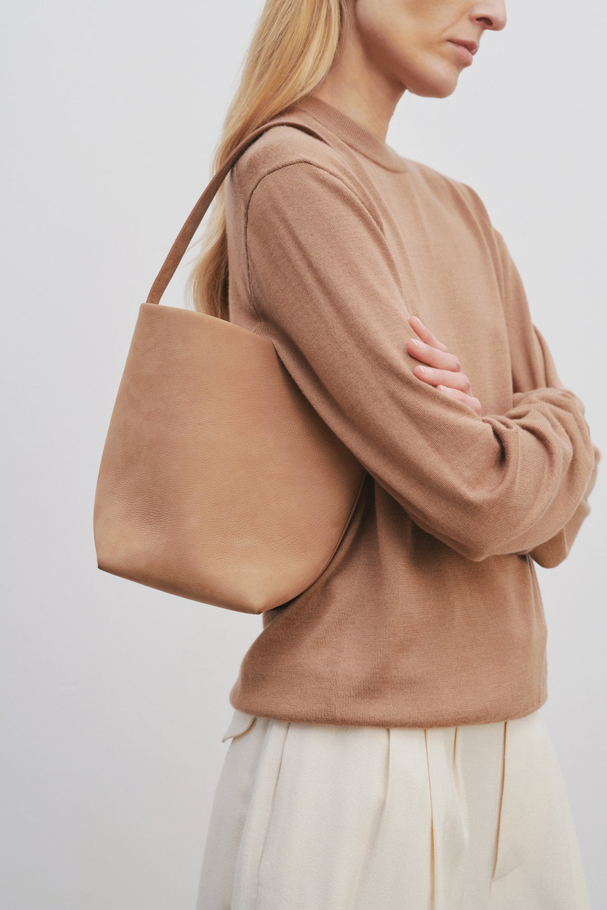 Park Small Leather Shoulder Bag in Beige - The Row