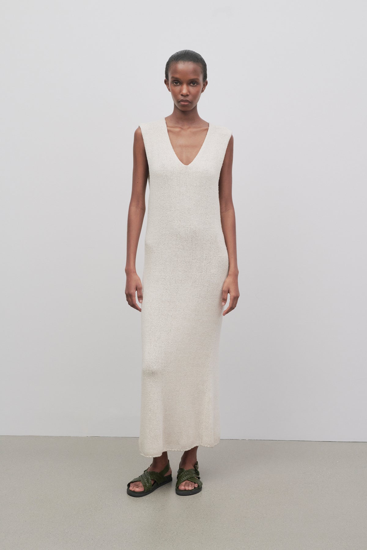White silk dress from the row clothing line 