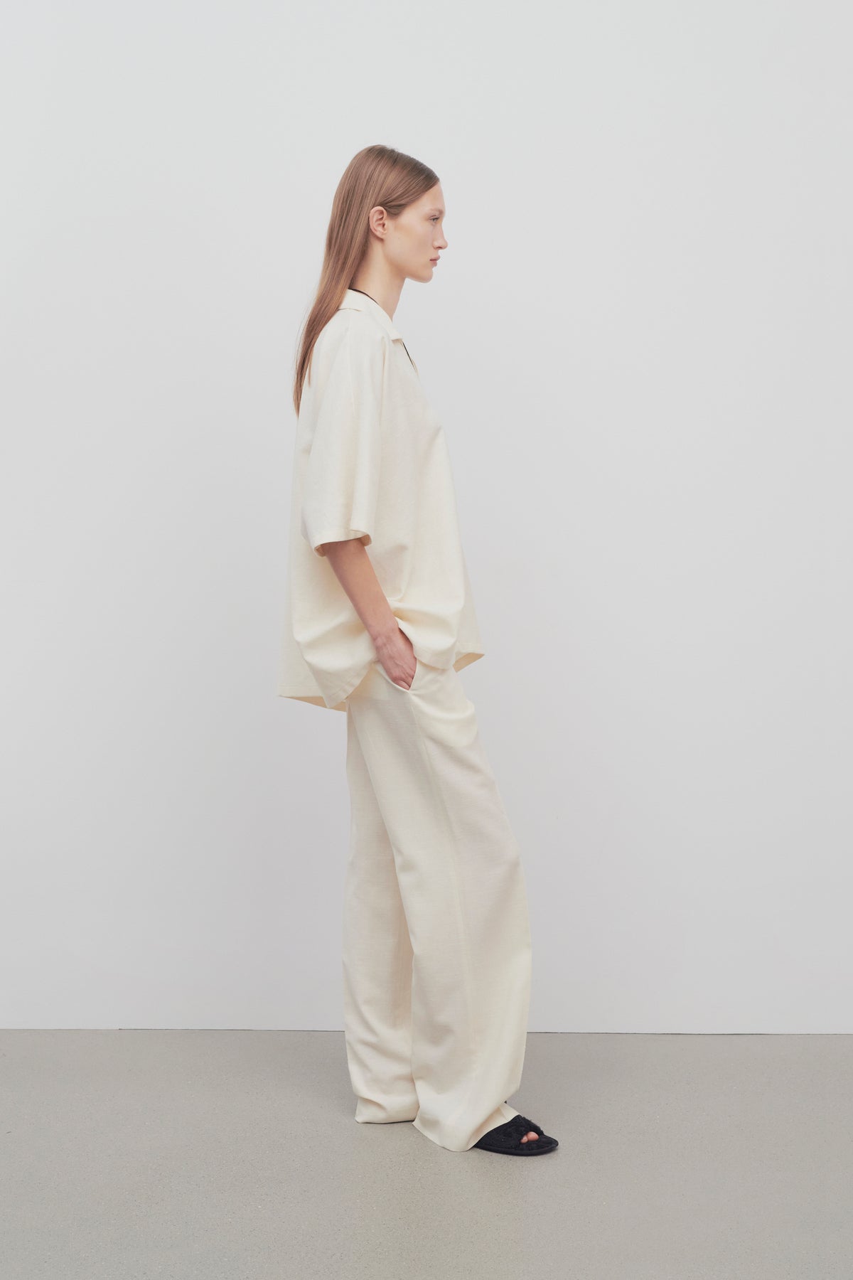 Foulard Pant in Wool, Silk and Linen