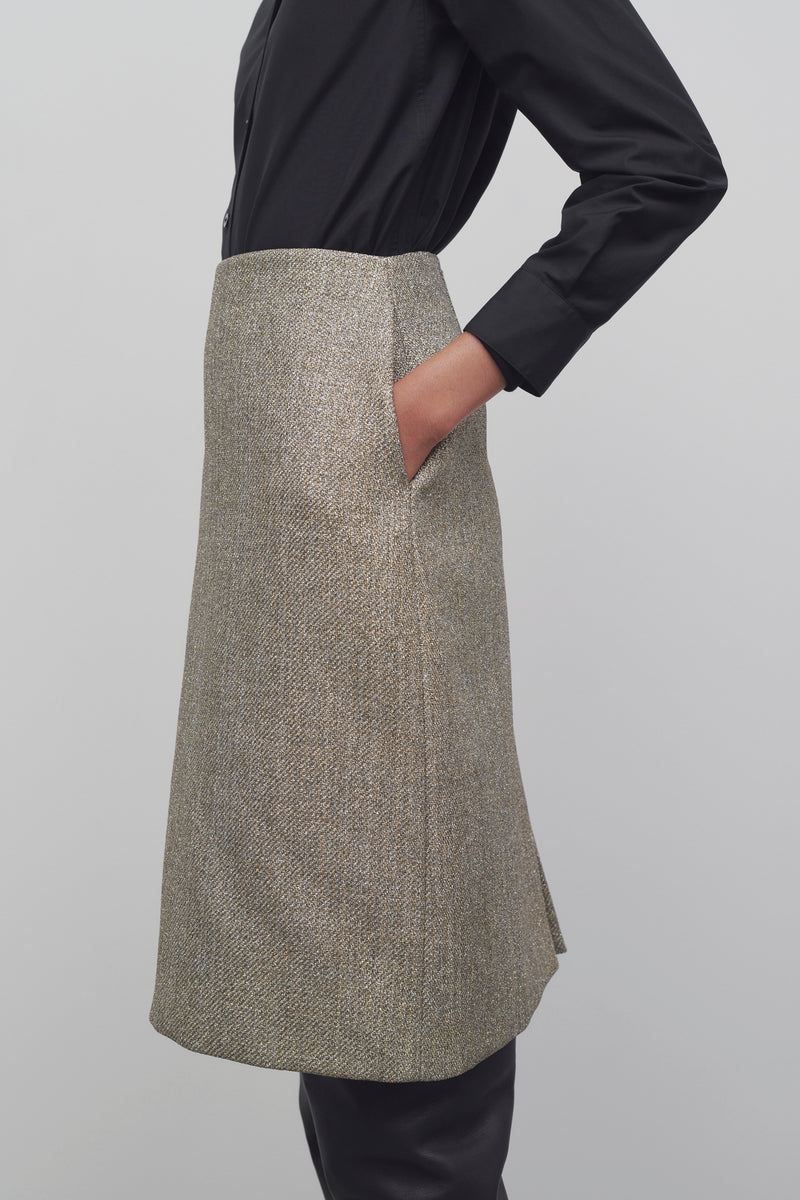 大人気【The Row】Corinna ルレックスキャンバス スカート Corinna Skirt Gold in Lurex Canvas – The Row