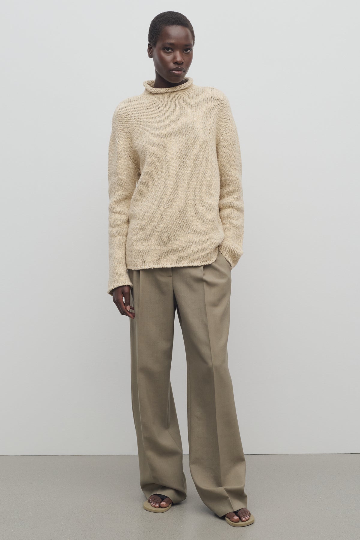 Pantalone Beige Pantaloni Lana Estate Pantalone Palazzo Donna In