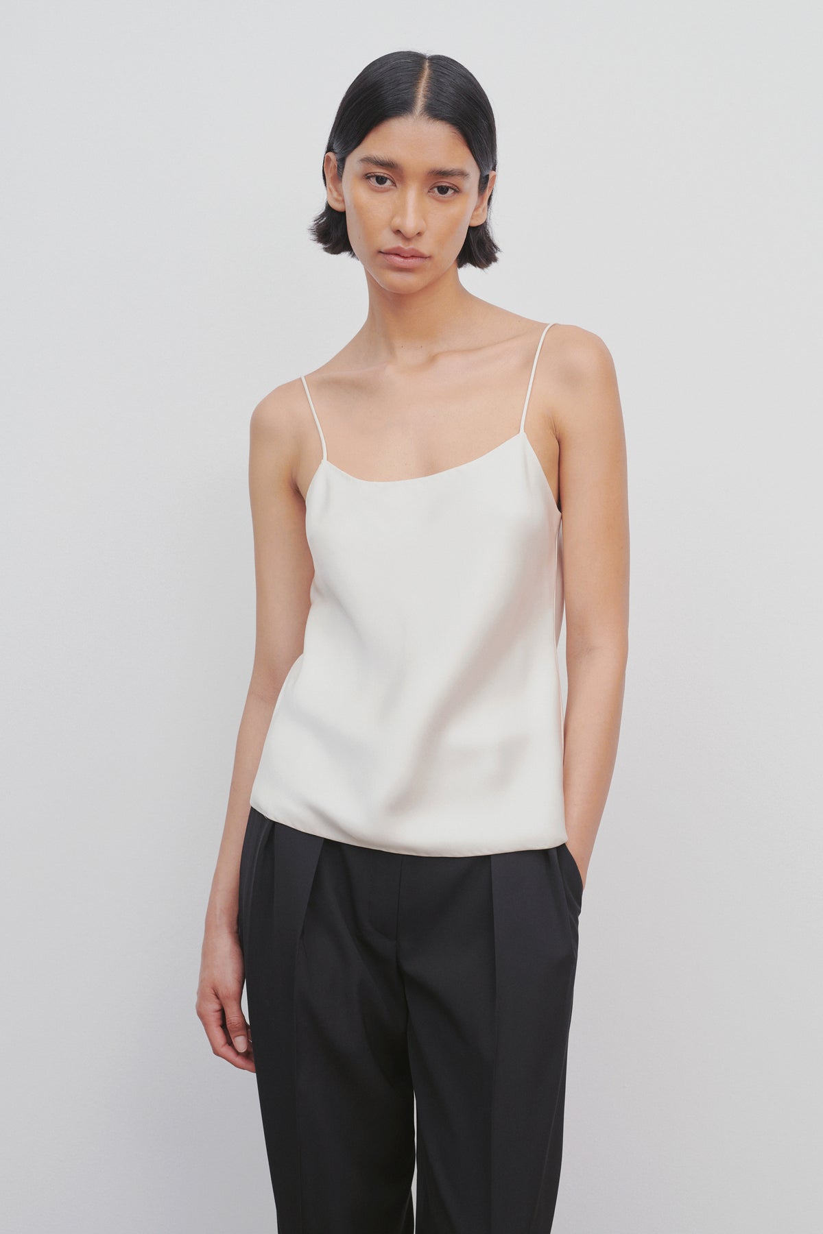 Biggins Top White in Silk – The Row