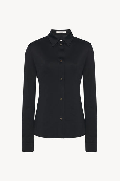 Tシャツ・カットソー [The Row] Kimbo Top in Silk and Viscose Kimbo Top Black in Silk and Viscose – The Row