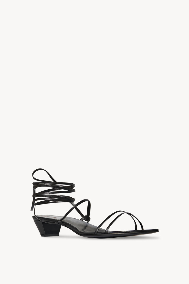 Graphic Strap Kitten Heel in Leather