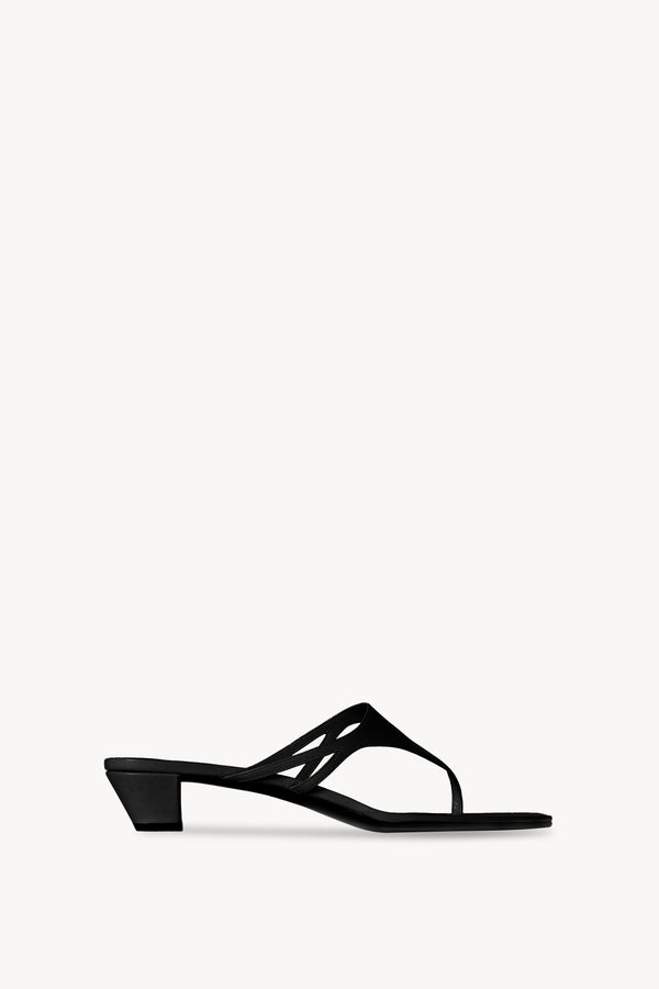 Graphic Thong Kitten Heel in Leather