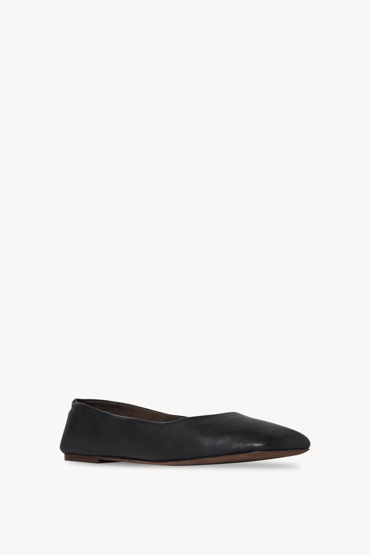 Square Ballet Flat Black in Leather – The Row