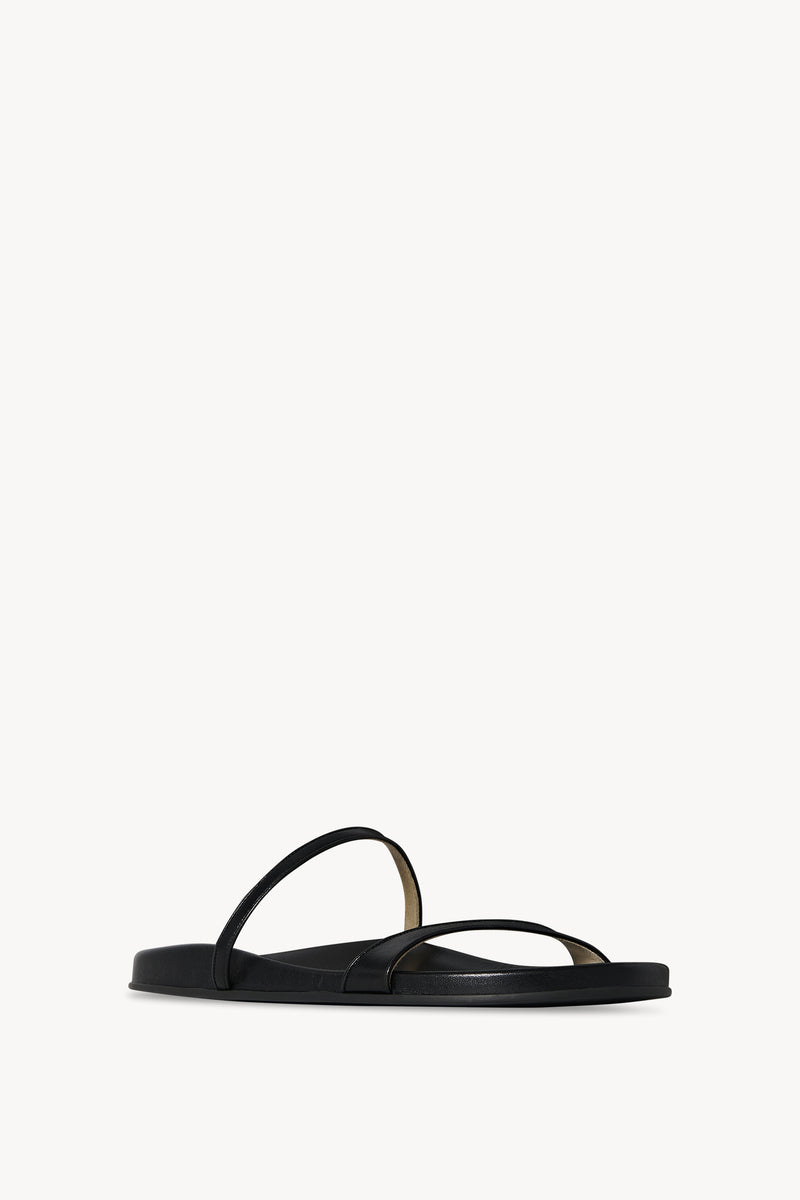 Hugh Thin Strap Slide Black in Leather – The Row