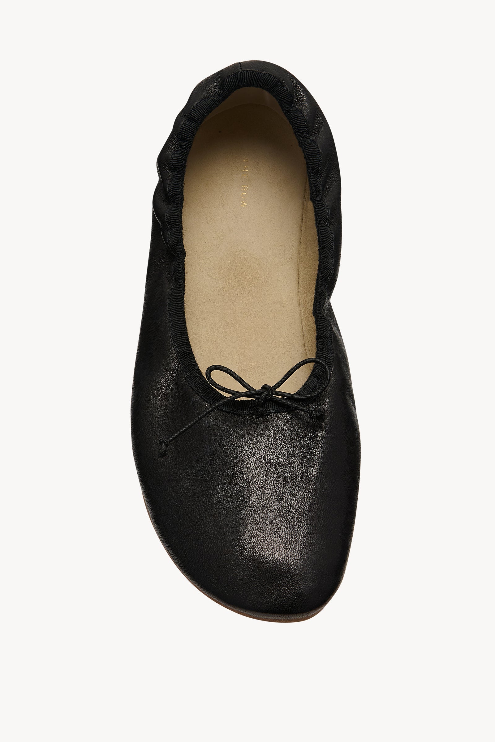 フラットシューズ [The Row] Round Ballet Flat in Leather Round Ballet Flat Black in Leather – The Row