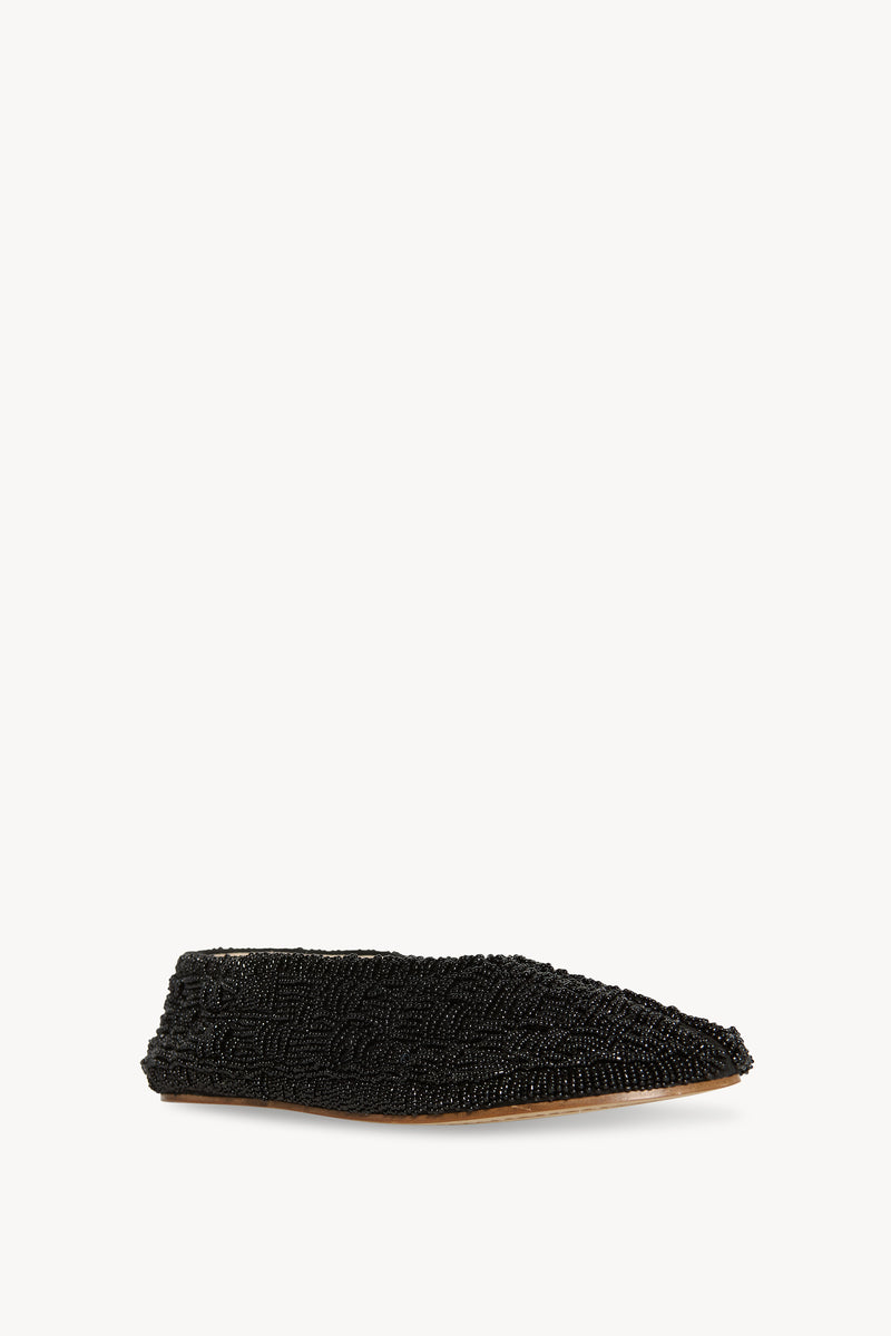 Embroidered Stella Slipper in Leather and Glass