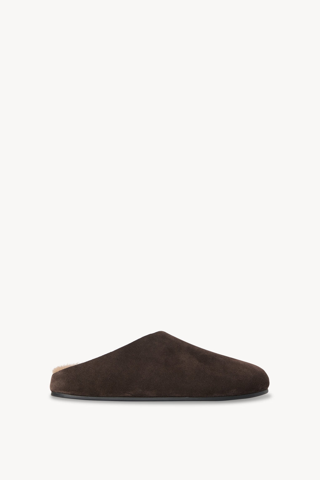 Hudson Slide Brown in Suede and Shearling – The Row