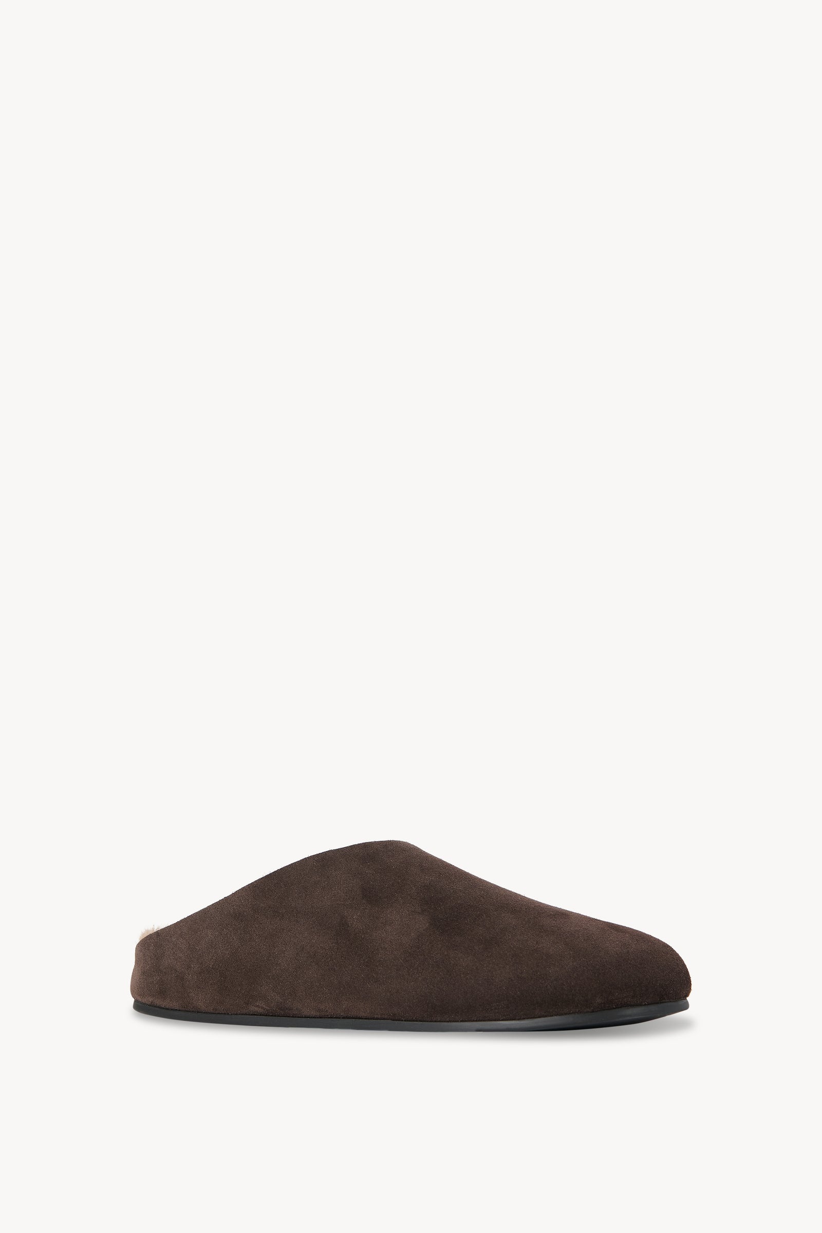 Hudson Slide Brown in Suede and Shearling – The Row