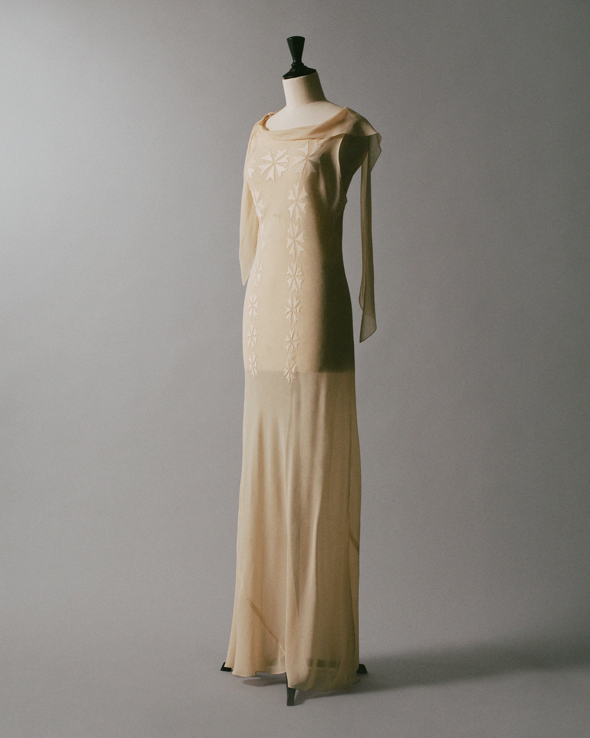Crepe de Chine Hand Embroidered Ivory Gown, 1930