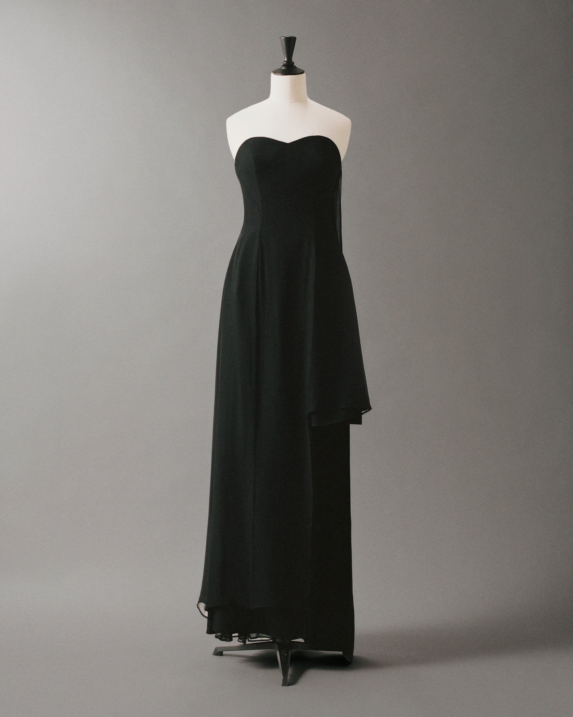 Documented Asymmetrical Crepe and Black Chiffon Strapless Dress, 2007