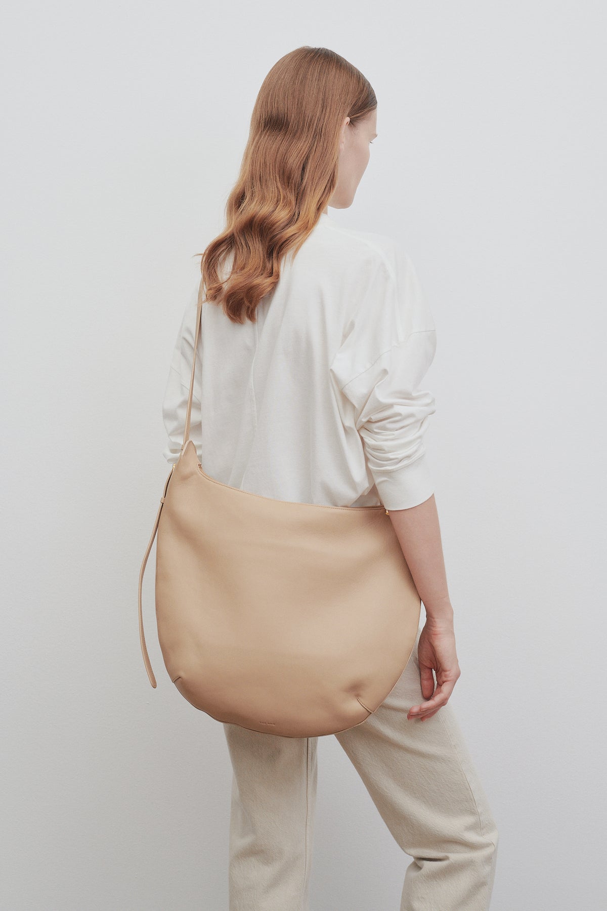 Allie Medium Leather Shoulder Bag in Beige - The Row