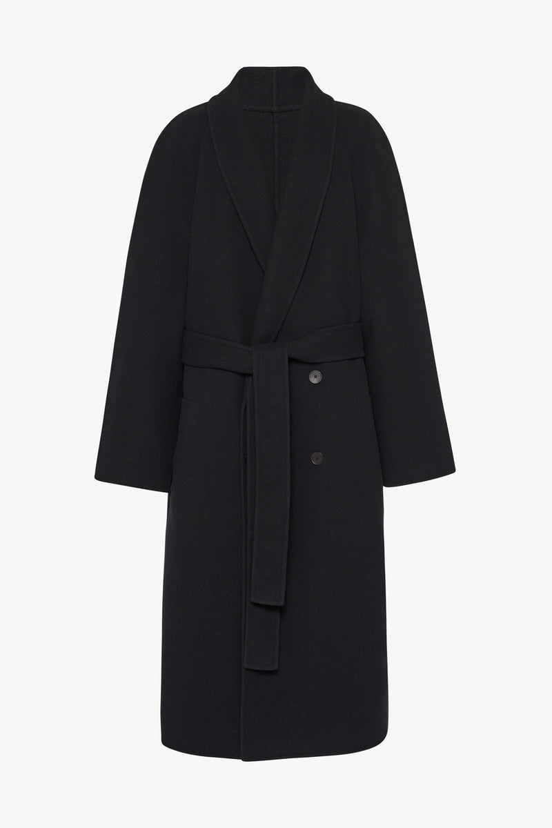 Ferro Coat Black in Wool and Cashmere – The Row