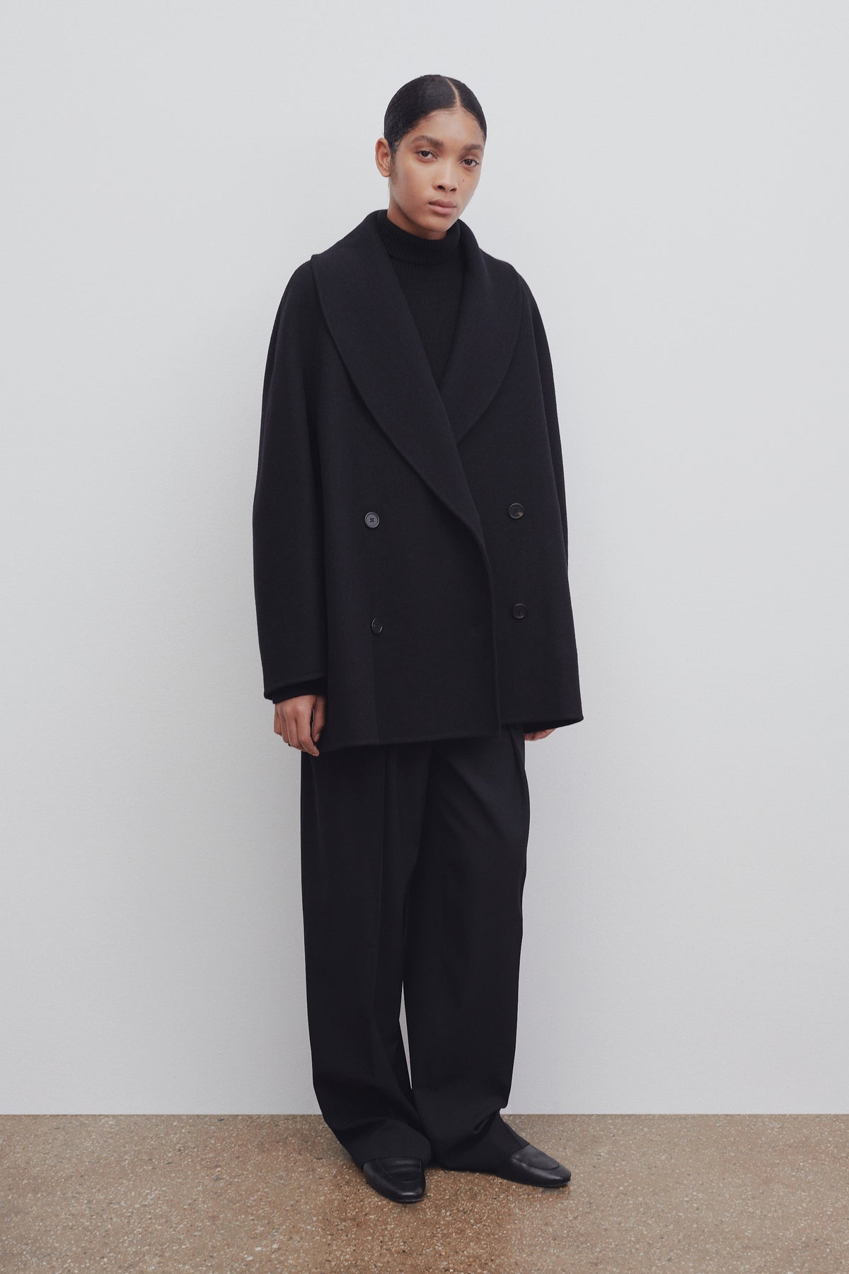 Polli Jacket Black in Virgin Wool and Nylon – The Row