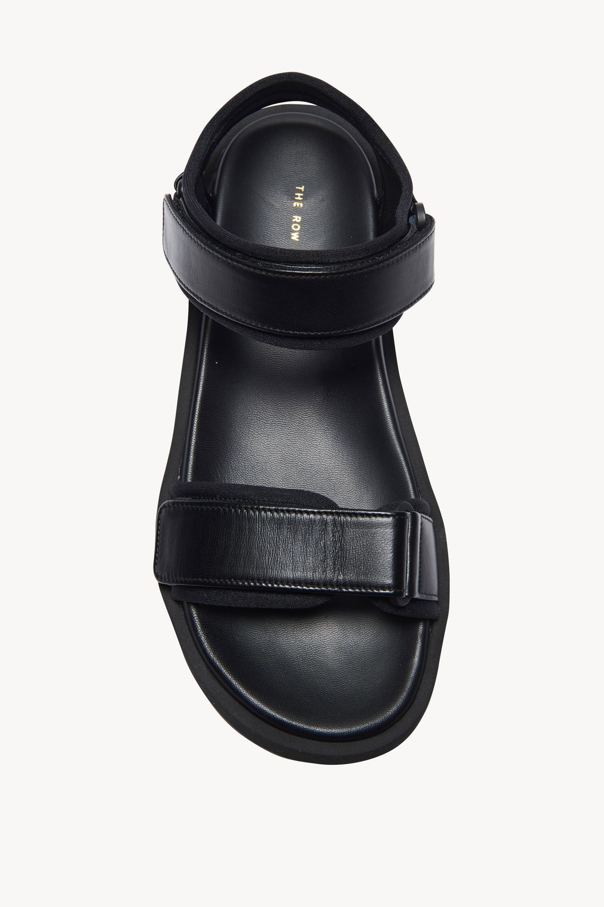 Hook-and-Loop Sandal Black in Leather – The Row