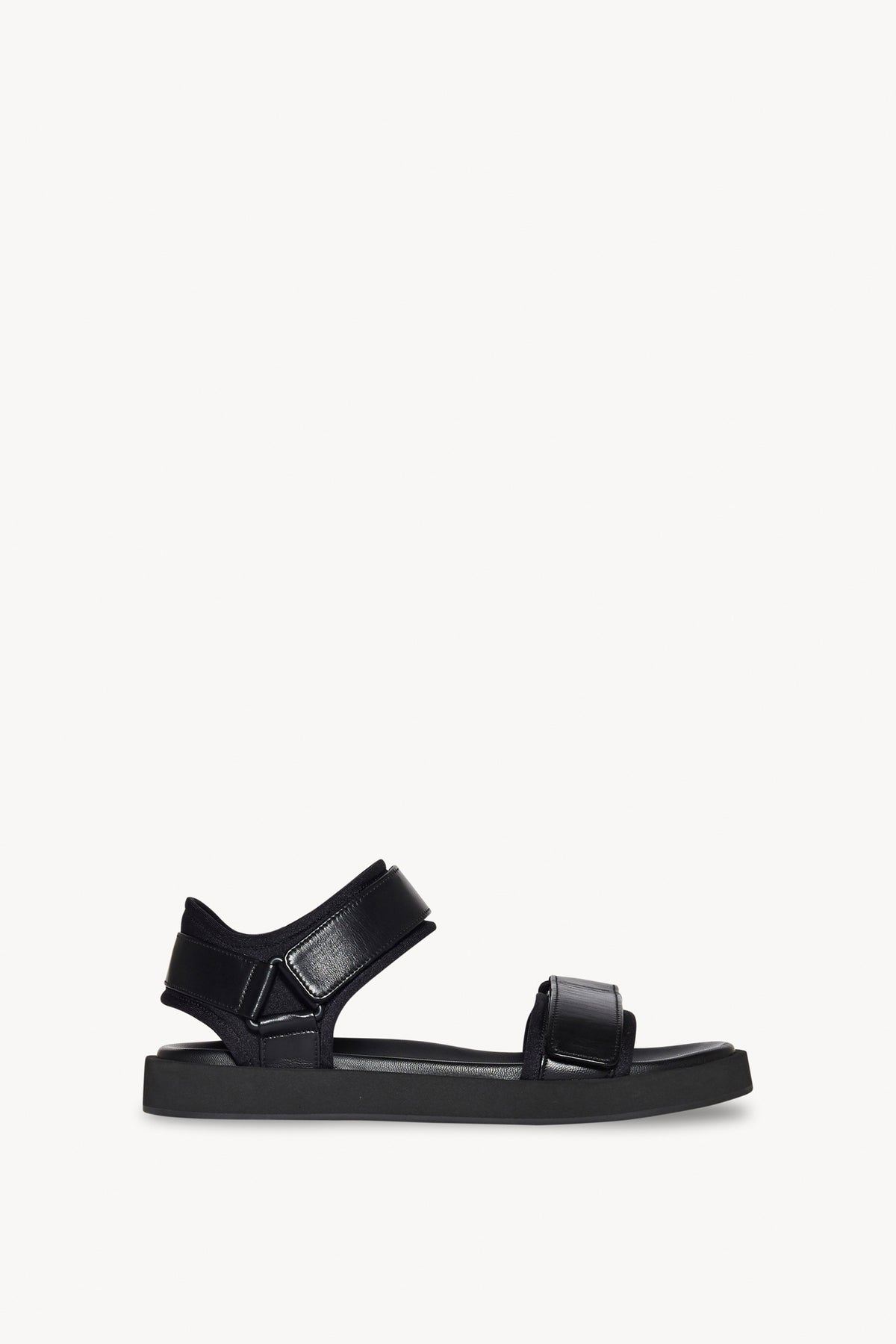 Hook-and-Loop Sandal Black in Leather – The Row